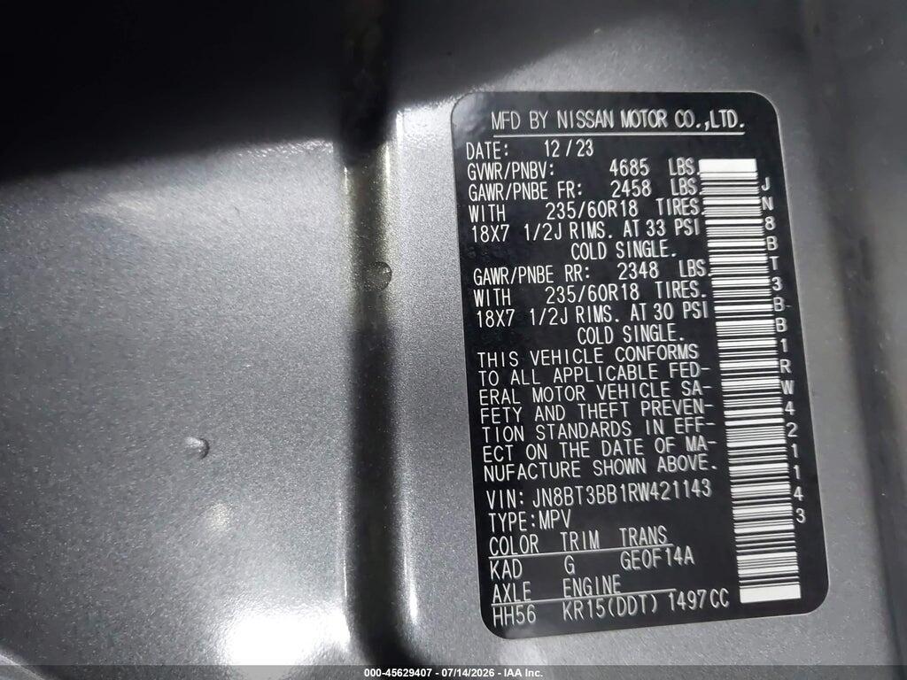 JN8BT3BB1RW421143 2024 NISSAN ROGUE photo no. 9