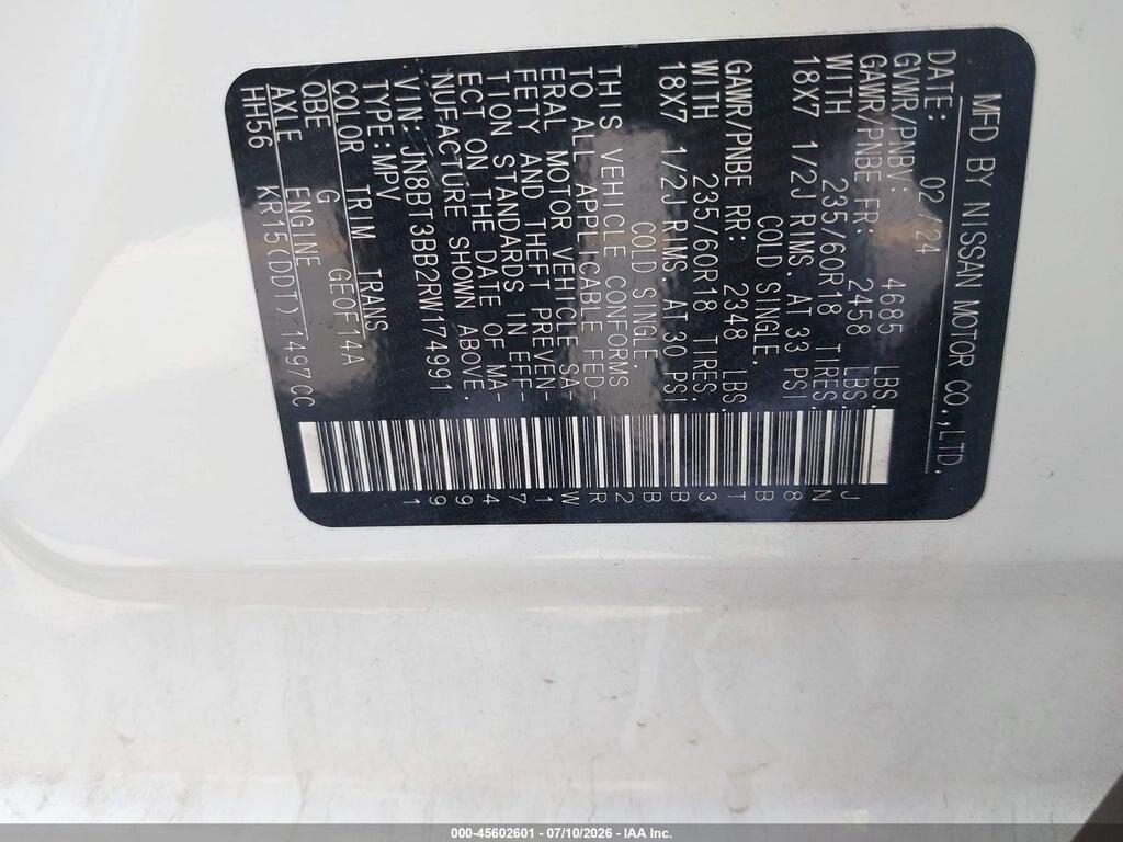 JN8BT3BB2RW174991 2024 NISSAN ROGUE photo no. 9
