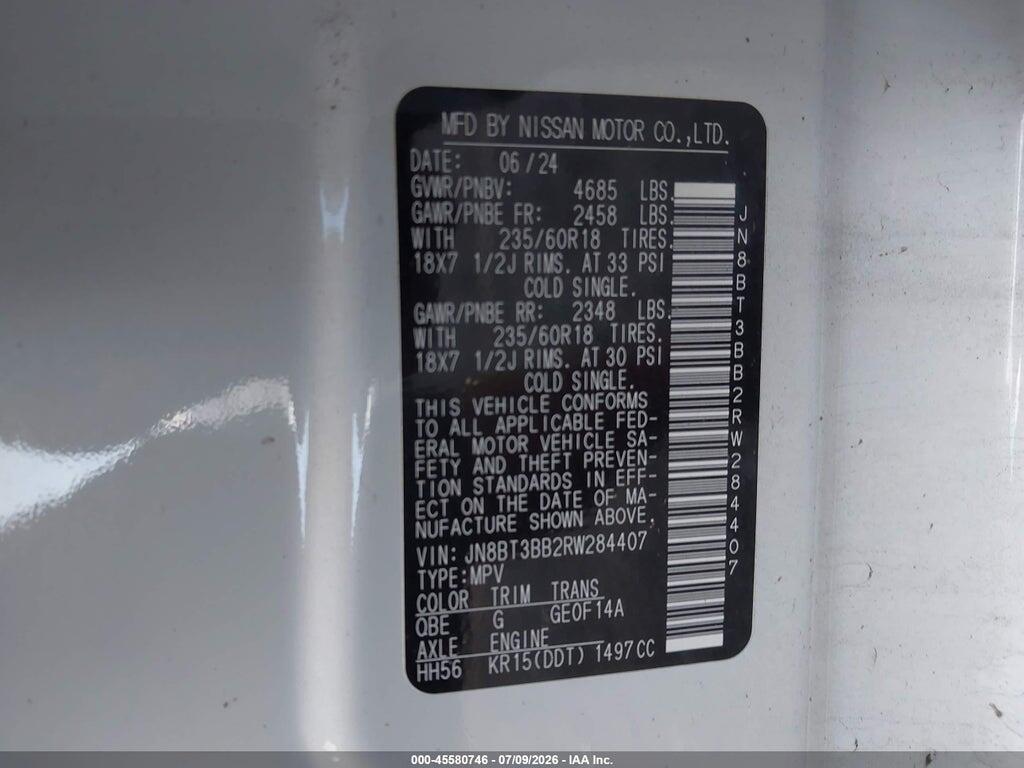 JN8BT3BB2RW284407 2024 NISSAN ROGUE photo no. 9