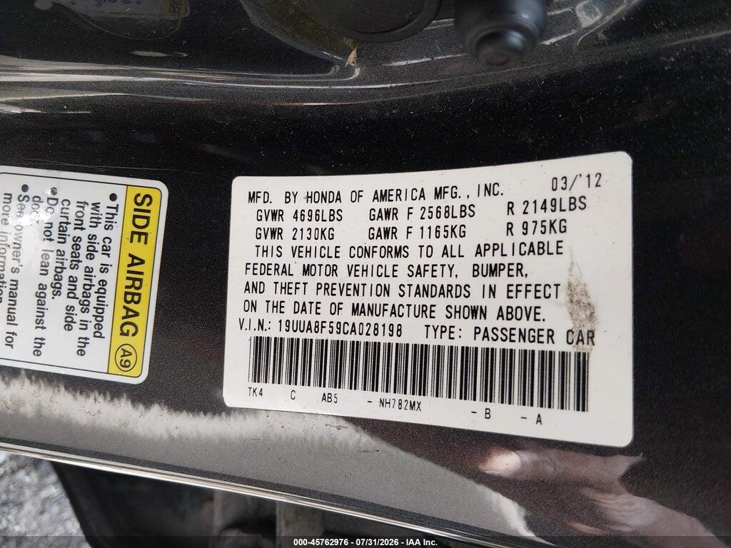 19UUA8F59CA028198 2012 ACURA TL photo no. 9