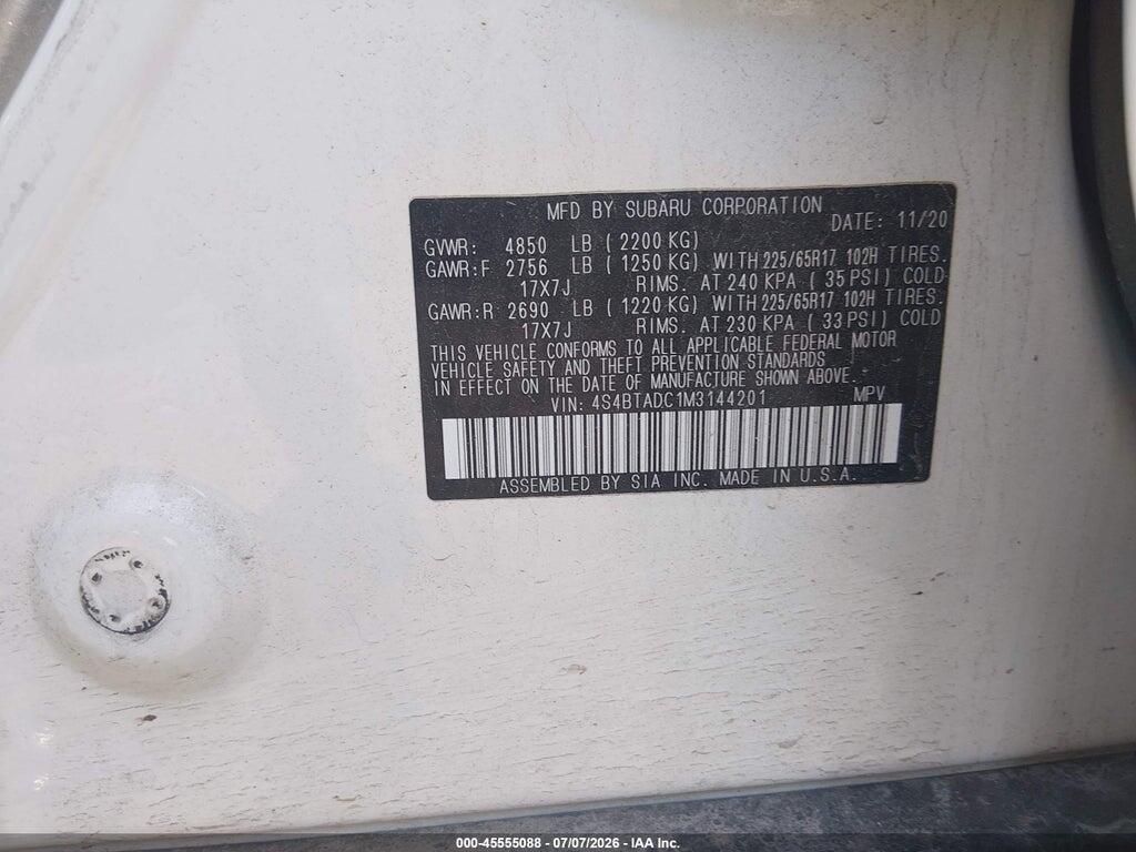 4S4BTADC1M3144201 2021 SUBARU OUTBACK photo no. 9