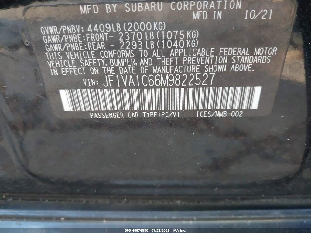 JF1VA1C66M9822527 2021 SUBARU WRX photo no. 9