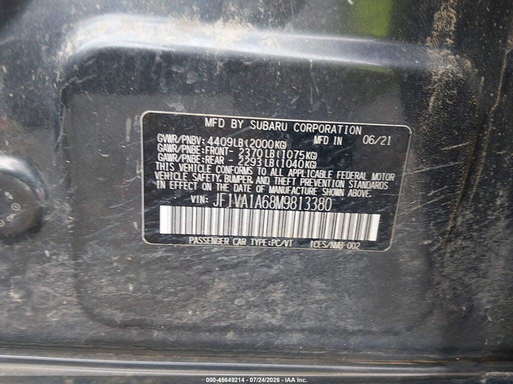 JF1VA1A68M9813380 2021 SUBARU WRX photo no. 9