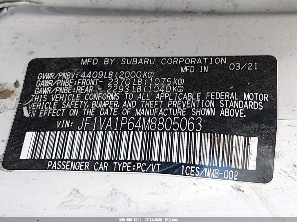 JF1VA1P64M8805063 2021 SUBARU WRX photo no. 9