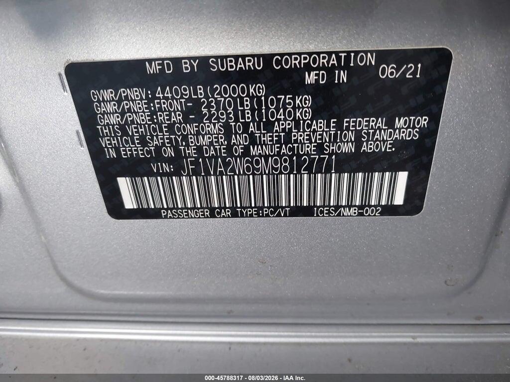 JF1VA2W69M9812771 2021 SUBARU WRX STI photo no. 9