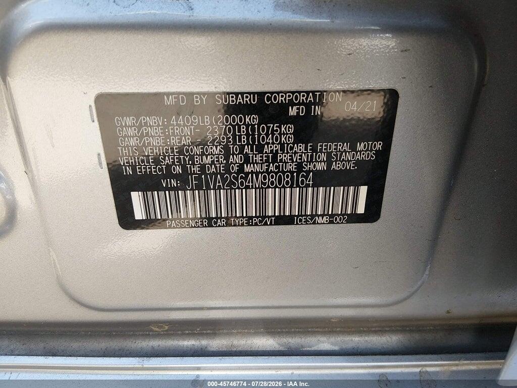JF1VA2S64M9808164 2021 SUBARU WRX STI photo no. 9