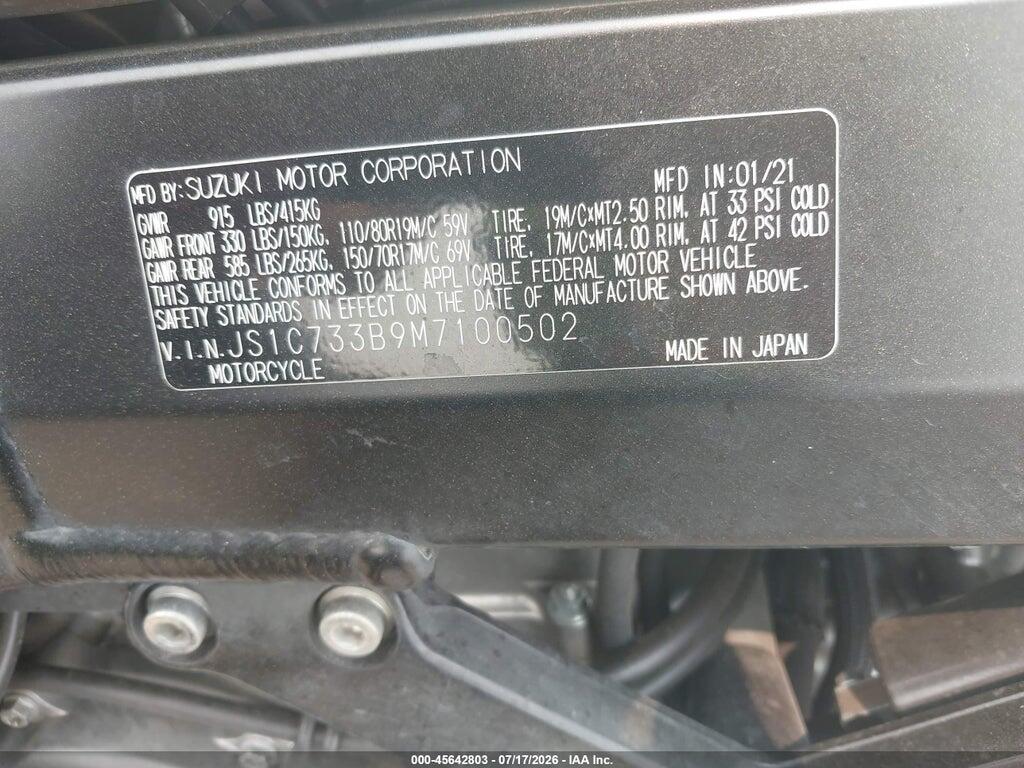 JS1C733B9M7100502 2021 SUZUKI DL650 photo no. 10