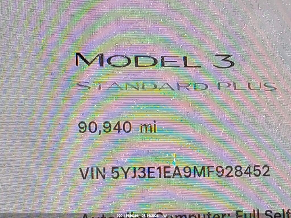 5YJ3E1EA9MF928452 2021 TESLA MODEL 3 photo no. 7
