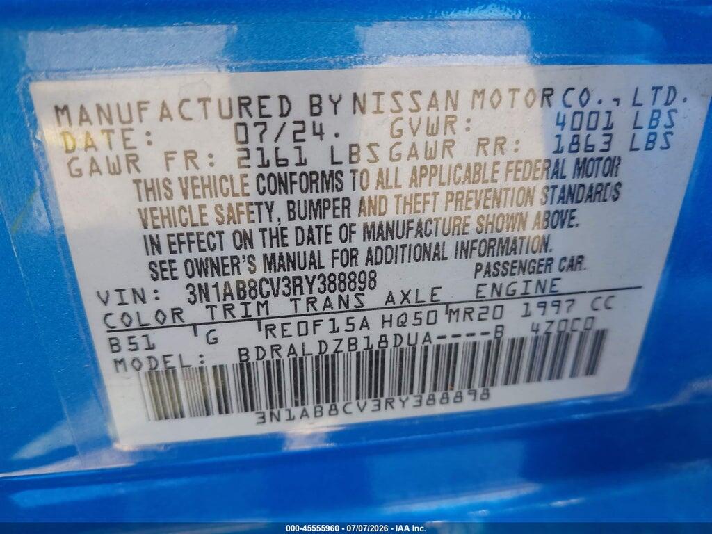 3N1AB8CV3RY388898 2024 NISSAN SENTRA photo no. 9