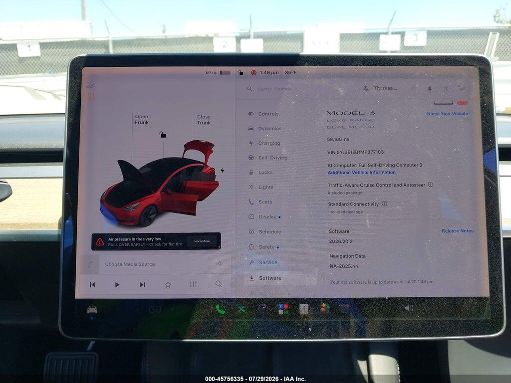 5YJ3E1EB1MF877103 2021 TESLA MODEL 3 photo no. 7