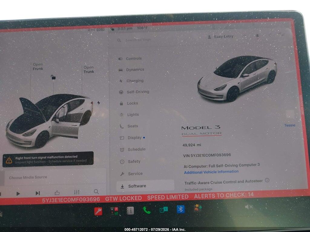 5YJ3E1EC0MF093696 2021 TESLA MODEL 3 photo no. 7