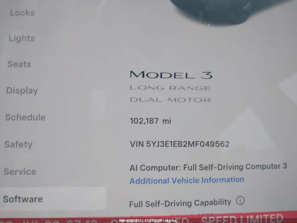 5YJ3E1EB2MF049562 2021 TESLA MODEL 3 photo no. 7