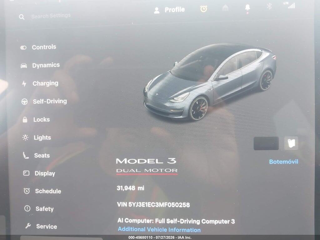 5YJ3E1EC3MF050258 2021 TESLA MODEL 3 photo no. 7