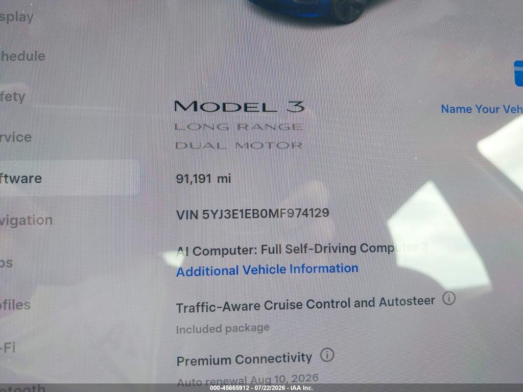 5YJ3E1EB0MF974129 2021 TESLA MODEL 3 photo no. 7