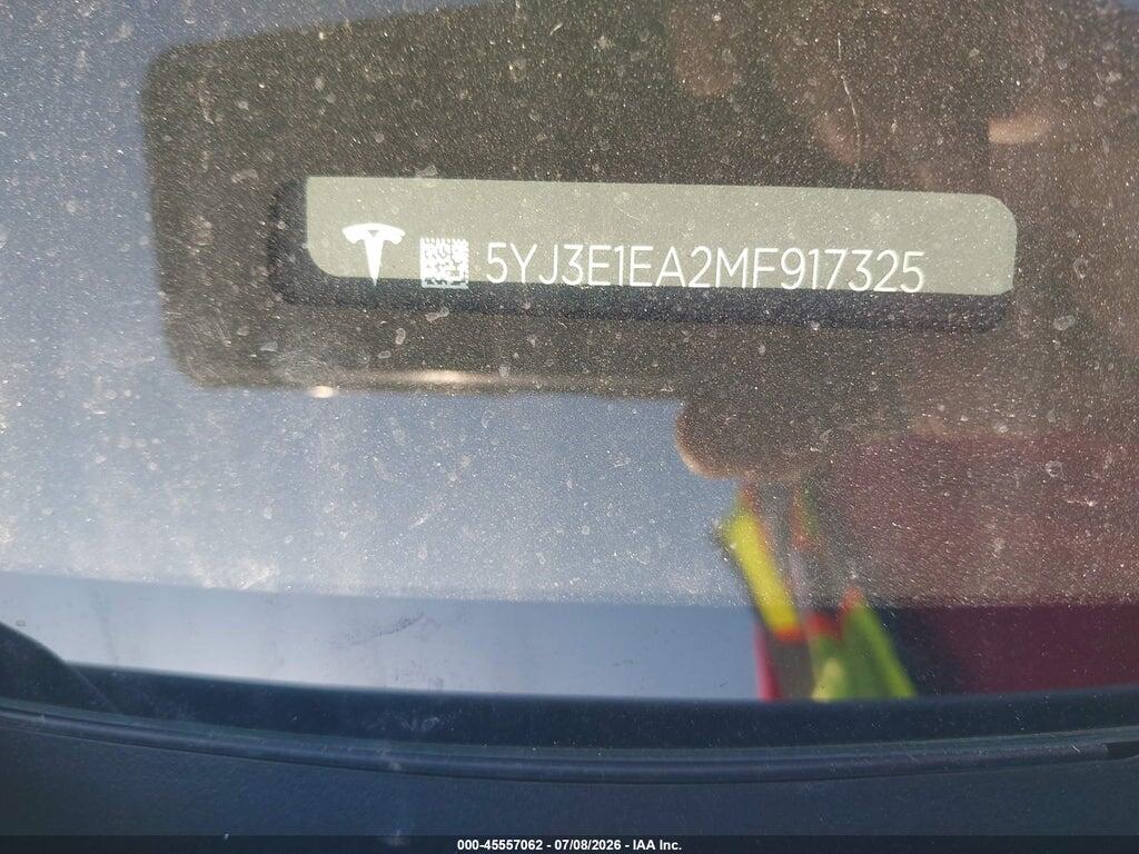 5YJ3E1EA2MF917325 2021 TESLA MODEL 3 photo no. 9