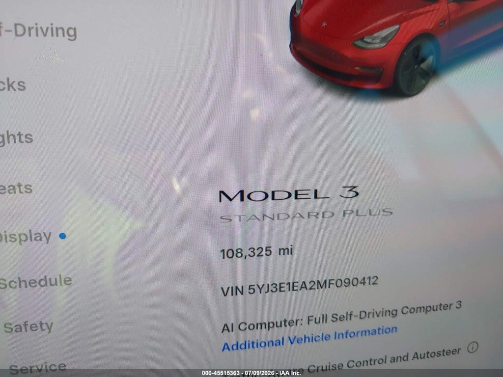 5YJ3E1EA2MF090412 2021 TESLA MODEL 3 photo no. 7