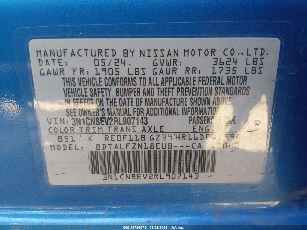 3N1CN8EV2RL907143 2024 NISSAN VERSA photo no. 9