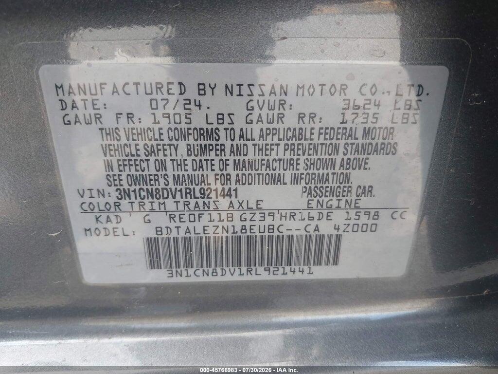 3N1CN8DV1RL921441 2024 NISSAN VERSA photo no. 9