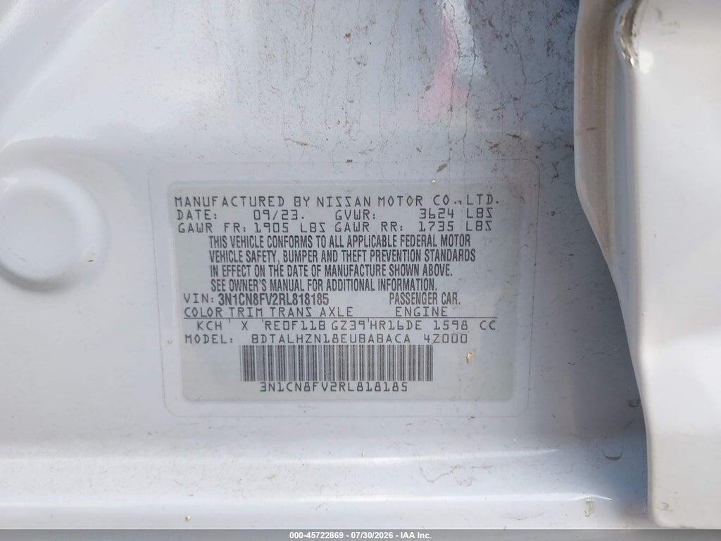 3N1CN8FV2RL818185 2024 NISSAN VERSA photo no. 9