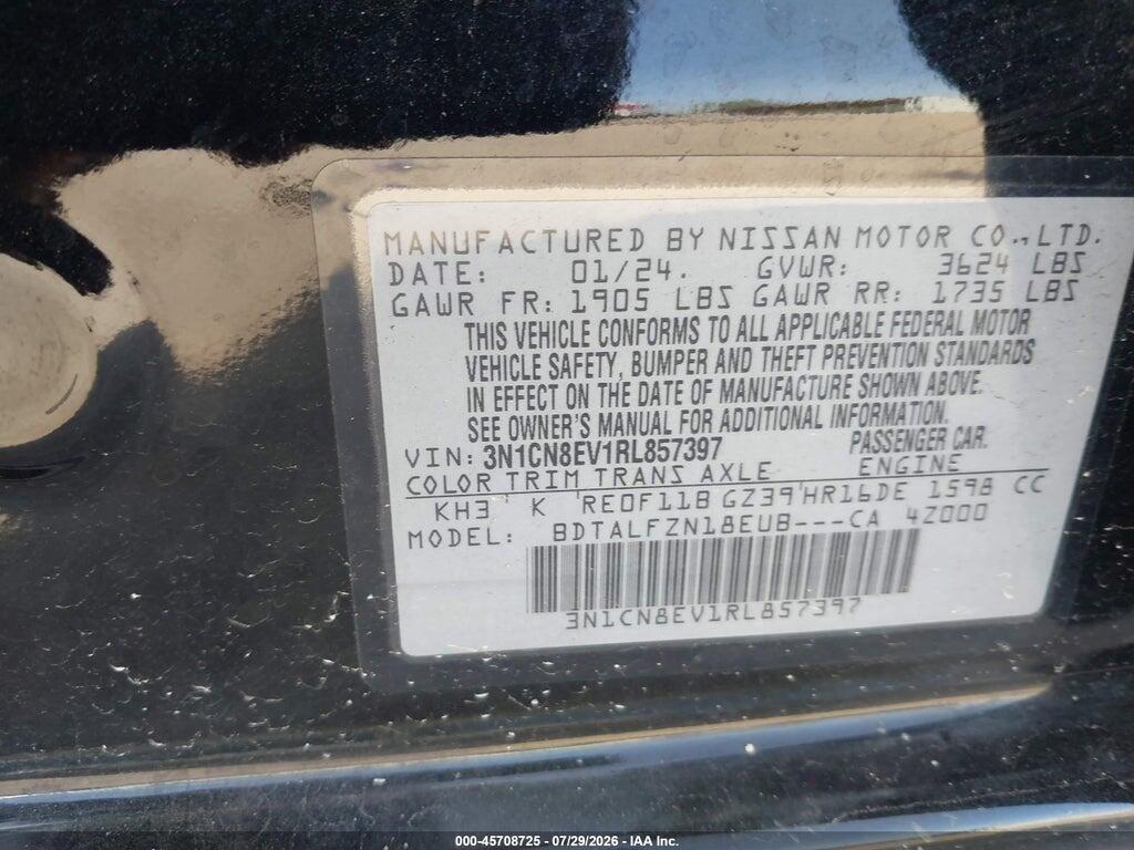 3N1CN8EV1RL857397 2024 NISSAN VERSA photo no. 9