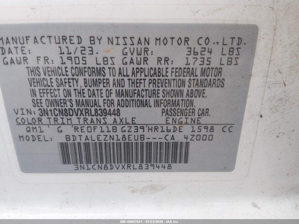 3N1CN8DVXRL839448 2024 NISSAN VERSA photo no. 9