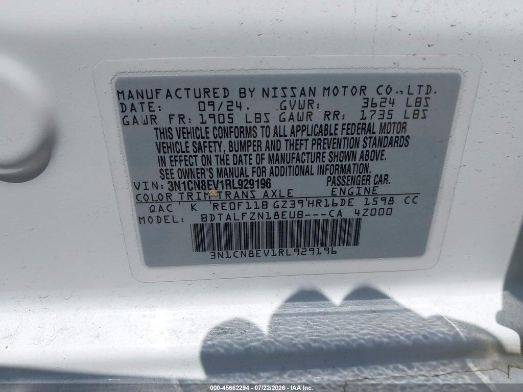 3N1CN8EV1RL929196 2024 NISSAN VERSA photo no. 9