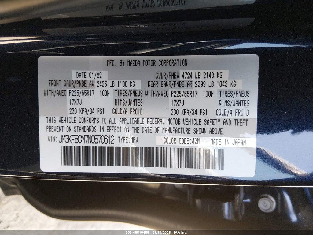 JM3KFBCM7N0570612 2022 MAZDA CX-5 photo no. 9