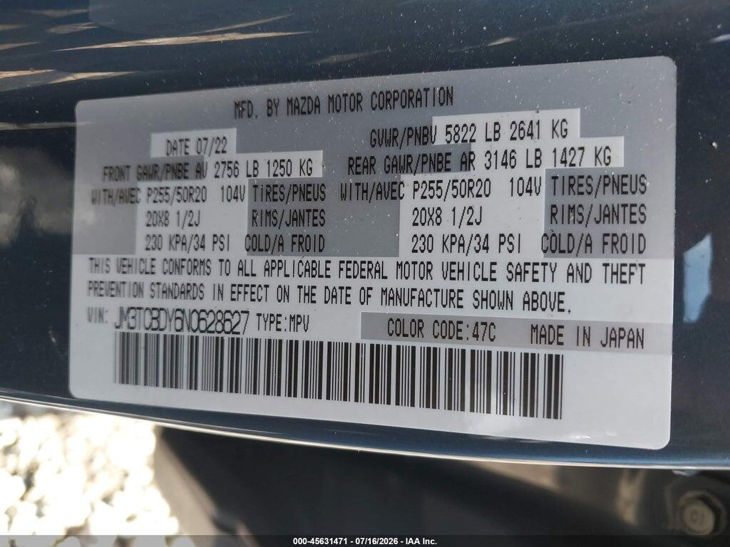 JM3TCBDY6N0628627 2022 MAZDA CX-9 photo no. 9