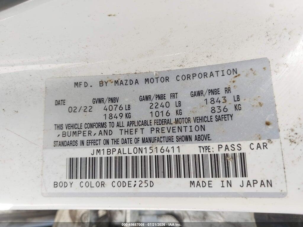 JM1BPALL0N1516411 2022 MAZDA MAZDA3 photo no. 9