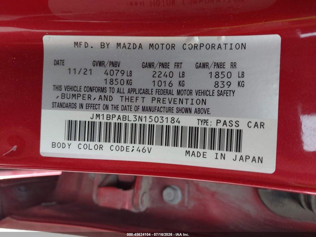 JM1BPABL3N1503184 2022 MAZDA MAZDA3 photo no. 9