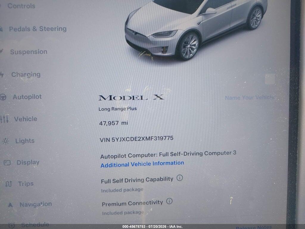 5YJXCDE2XMF319775 2021 TESLA MODEL X photo no. 7