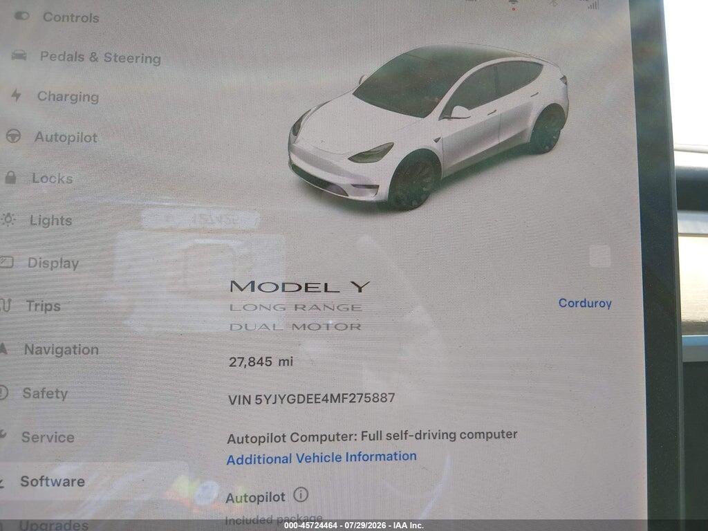 5YJYGDEE4MF275887 2021 TESLA MODEL Y photo no. 7