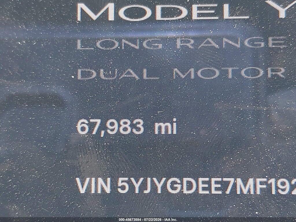 5YJYGDEE7MF192910 2021 TESLA MODEL Y photo no. 7
