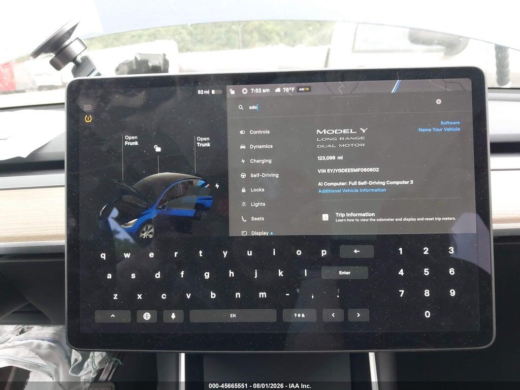 5YJYGDEE5MF060602 2021 TESLA MODEL Y photo no. 7