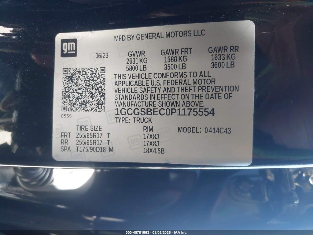 1GCGSBEC0P1175554 2023 CHEVROLET COLORADO photo no. 9