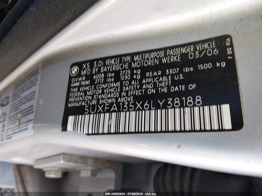 5UXFA135X6LY38188 2006 BMW X5 photo no. 9