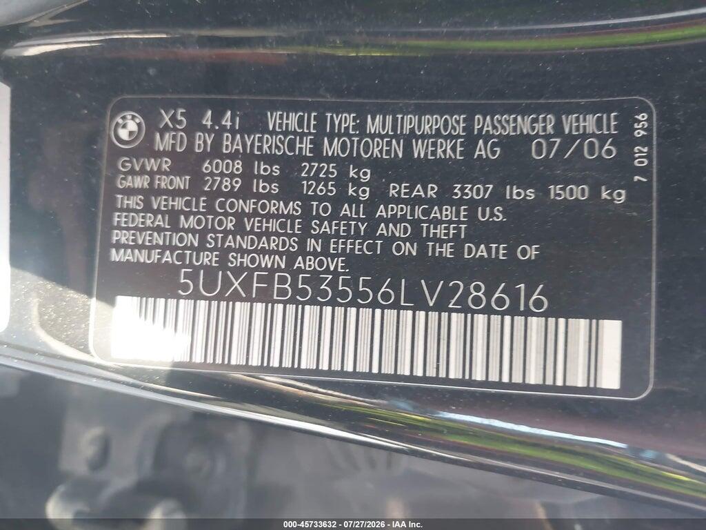 5UXFB53556LV28616 2006 BMW X5 photo no. 9