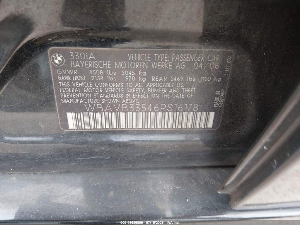 WBAVB33546PS16178 2006 BMW 330I photo no. 9