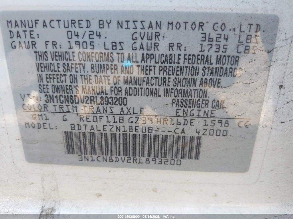 3N1CN8DV2RL893200 2024 NISSAN VERSA photo no. 9