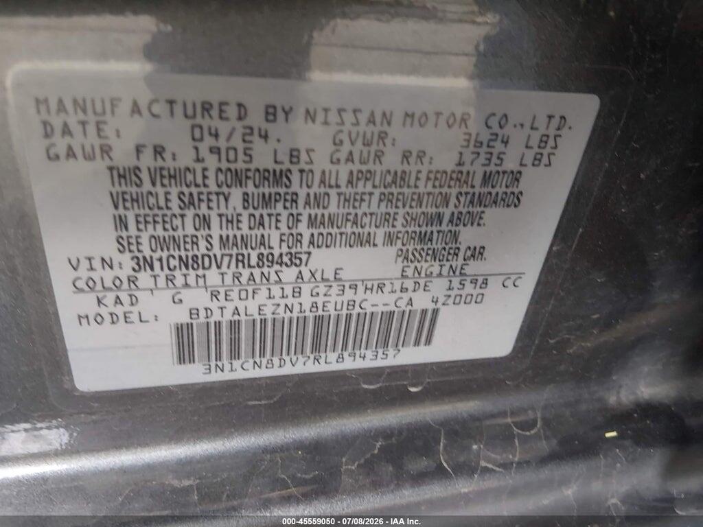 3N1CN8DV7RL894357 2024 NISSAN VERSA photo no. 9
