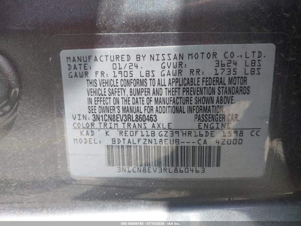 3N1CN8EV3RL860463 2024 NISSAN VERSA photo no. 9