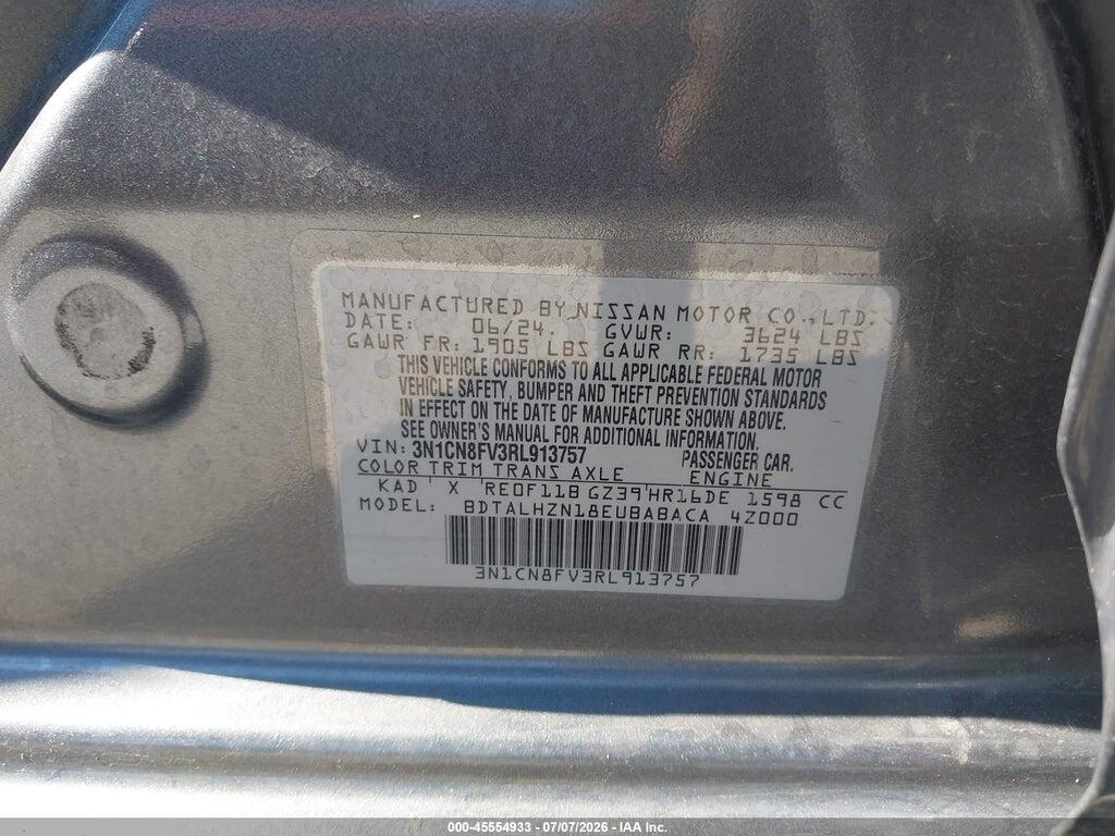 3N1CN8FV3RL913757 2024 NISSAN VERSA photo no. 9