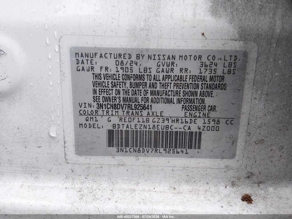 3N1CN8DV7RL925641 2024 NISSAN VERSA photo no. 9