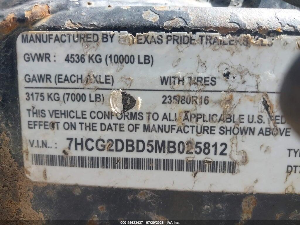7HCG2DBD5MB025812 2021 TEXAS PRIDE TRAILERS UNKNOWN photo no. 9