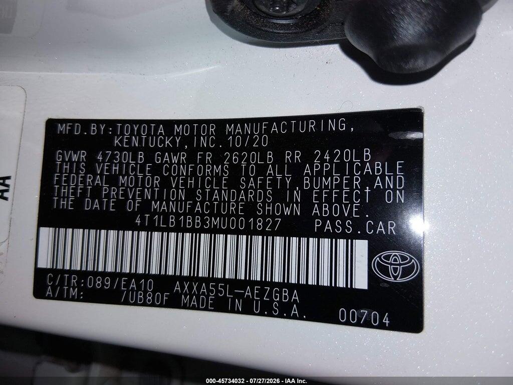4T1LB1BB3MU001827 2021 TOYOTA AVALON photo no. 9