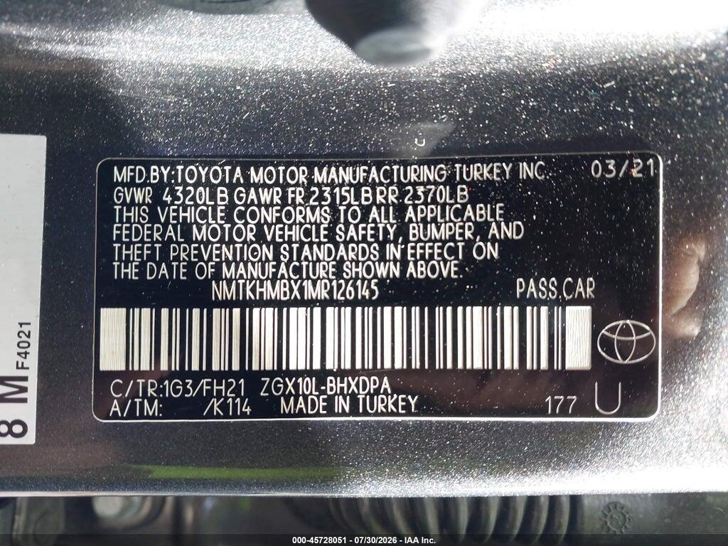 NMTKHMBX1MR126145 2021 TOYOTA C-HR photo no. 9