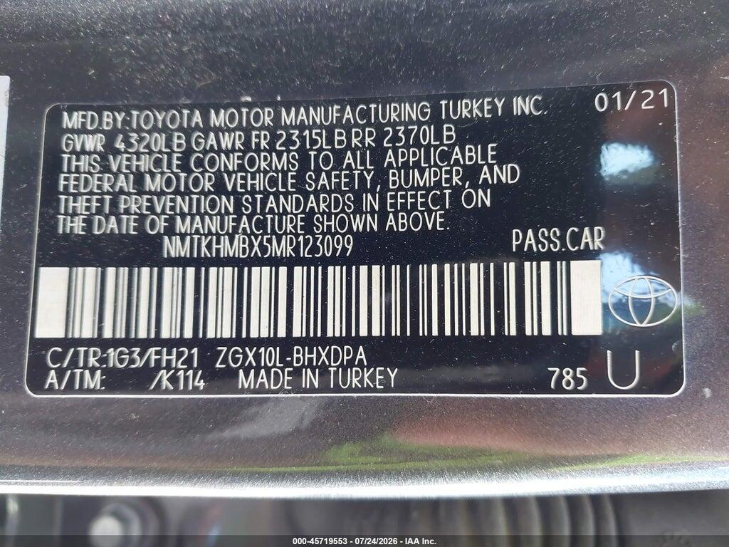 NMTKHMBX5MR123099 2021 TOYOTA C-HR photo no. 9