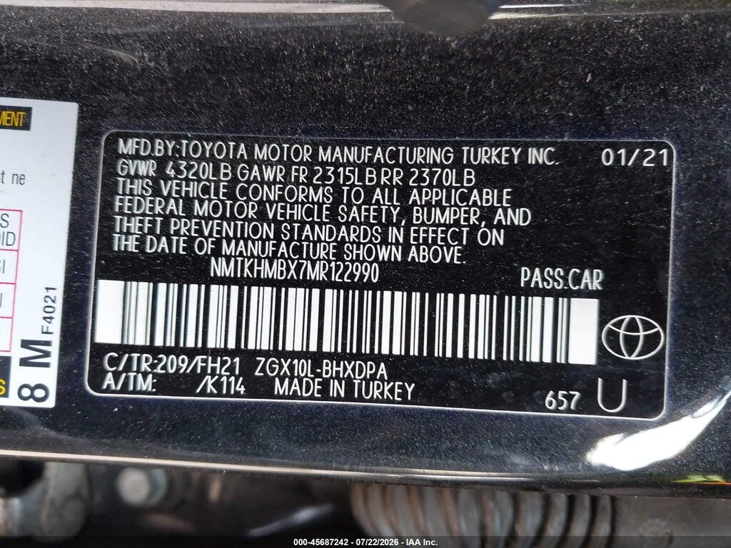 NMTKHMBX7MR122990 2021 TOYOTA C-HR photo no. 9