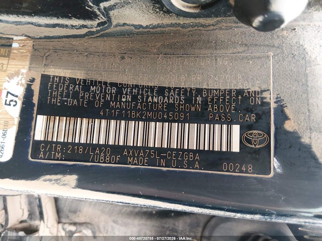 4T1F11BK2MU045091 2021 TOYOTA CAMRY photo no. 9