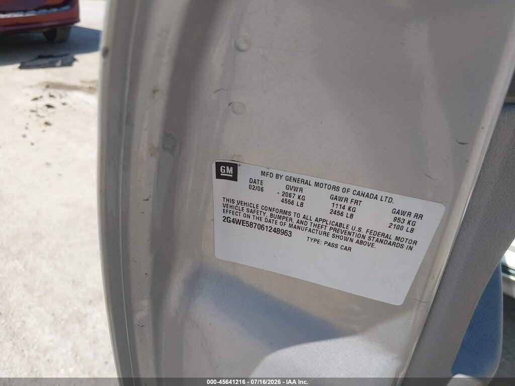 2G4WE587061248963 2006 BUICK LACROSSE photo no. 9